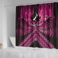 Personalised Aotearoa Matariki Shower Curtain Pink Fern Maori Poutama