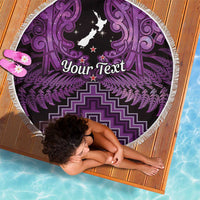 Personalised Aotearoa Matariki Beach Blanket Purple Fern Maori Poutama
