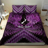 Personalised Aotearoa Matariki Bedding Set Purple Fern Maori Poutama