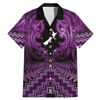 Personalised Aotearoa Matariki Family Matching Mermaid Dress and Hawaiian Shirt Purple Fern Maori Poutama