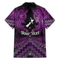 Personalised Aotearoa Matariki Family Matching Summer Maxi Dress and Hawaiian Shirt Purple Fern Maori Poutama