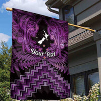 Personalised Aotearoa Matariki Garden Flag Purple Fern Maori Poutama