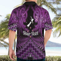 Personalised Aotearoa Matariki Hawaiian Shirt Purple Fern Maori Poutama