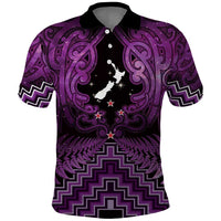 Personalised Aotearoa Matariki Polo Shirt Purple Fern Maori Poutama LT01 Purple - Polynesian Pride