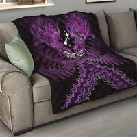 Personalised Aotearoa Matariki Quilt Purple Fern Maori Poutama