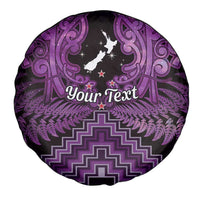 Personalised Aotearoa Matariki Spare Tire Cover Purple Fern Maori Poutama