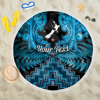 Personalised Aotearoa Matariki Beach Blanket Turquoise Fern Maori Poutama