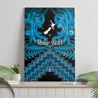 Personalised Aotearoa Matariki Canvas Wall Art Turquoise Fern Maori Poutama
