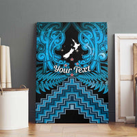 Personalised Aotearoa Matariki Canvas Wall Art Turquoise Fern Maori Poutama