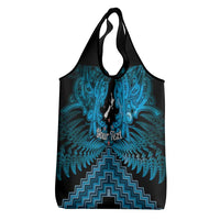 Personalised Aotearoa Matariki Grocery Bag Turquoise Fern Maori Poutama