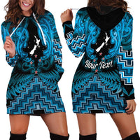 Personalised Aotearoa Matariki Hoodie Dress Turquoise Fern Maori Poutama