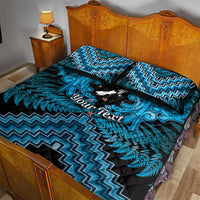 Personalised Aotearoa Matariki Quilt Bed Set Turquoise Fern Maori Poutama