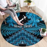 Personalised Aotearoa Matariki Round Carpet Turquoise Fern Maori Poutama