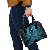 Personalised Aotearoa Matariki Shoulder Handbag Turquoise Fern Maori Poutama