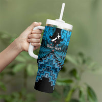 Personalised Aotearoa Matariki Tumbler With Handle Turquoise Fern Maori Poutama