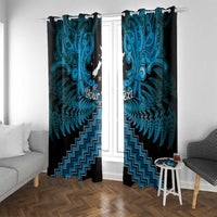 Personalised Aotearoa Matariki Window Curtain Turquoise Fern Maori Poutama