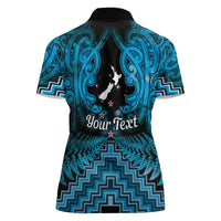Personalised Aotearoa Matariki Women Polo Shirt Turquoise Fern Maori Poutama