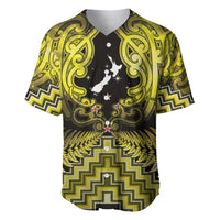 Personalised Aotearoa Matariki Baseball Jersey Yellow Fern Maori Poutama LT01 Yellow - Polynesian Pride