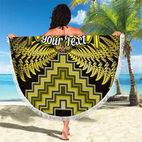 Personalised Aotearoa Matariki Beach Blanket Yellow Fern Maori Poutama