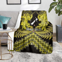 Personalised Aotearoa Matariki Blanket Yellow Fern Maori Poutama