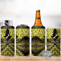 Personalised Aotearoa Matariki 4 in 1 Can Cooler Tumbler Yellow Fern Maori Poutama LT01 - Polynesian Pride