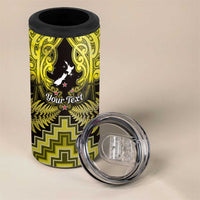 Personalised Aotearoa Matariki 4 in 1 Can Cooler Tumbler Yellow Fern Maori Poutama LT01 - Polynesian Pride