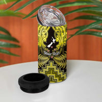 Personalised Aotearoa Matariki 4 in 1 Can Cooler Tumbler Yellow Fern Maori Poutama LT01 - Polynesian Pride