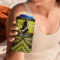 Personalised Aotearoa Matariki 4 in 1 Can Cooler Tumbler Yellow Fern Maori Poutama LT01 - Polynesian Pride
