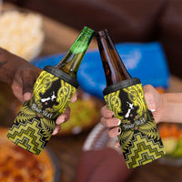 Personalised Aotearoa Matariki 4 in 1 Can Cooler Tumbler Yellow Fern Maori Poutama LT01 - Polynesian Pride