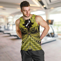 Personalised Aotearoa Matariki Men Tank Top Yellow Fern Maori Poutama