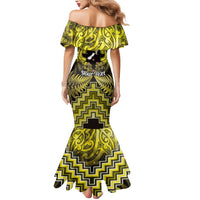 Personalised Aotearoa Matariki Mermaid Dress Yellow Fern Maori Poutama