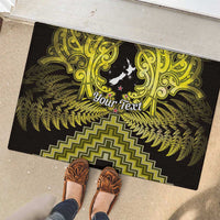 Personalised Aotearoa Matariki Rubber Doormat Yellow Fern Maori Poutama LT01 - Polynesian Pride