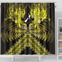Personalised Aotearoa Matariki Shower Curtain Yellow Fern Maori Poutama