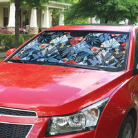 Hawaii Tropicana Blue Pattern Auto Sun Shade - Polynesian Pride