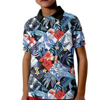 Hawaii Tropicana Blue Pattern Kid Polo Shirt - Polynesian Pride