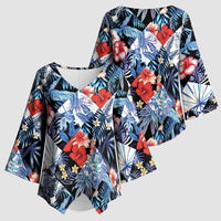 Hawaii Tropicana Blue Pattern Kimono Sleeve Blouse - Polynesian Pride
