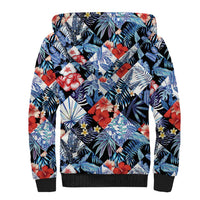 Hawaii Tropicana Blue Pattern Sherpa Hoodie - Polynesian Pride