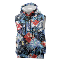 Hawaii Tropicana Blue Pattern Sleeveless Zip Hoodie - Polynesian Pride