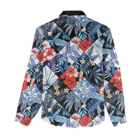 Hawaii Tropicana Blue Pattern Women Casual Shirt - Polynesian Pride