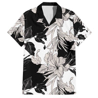 Black White Monotone Tropical Flowers Pattern Family Matching Puletasi and Hawaiian Shirt - Polynesian Pride