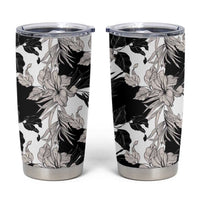 Black White Monotone Tropical Flowers Pattern Tumbler Cup LT01 Black - Polynesian Pride