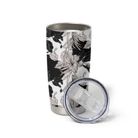 Black White Monotone Tropical Flowers Pattern Tumbler Cup LT01 - Polynesian Pride