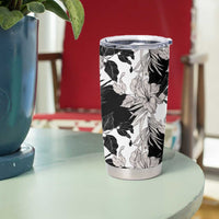 Black White Monotone Tropical Flowers Pattern Tumbler Cup LT01 - Polynesian Pride