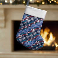 Polynesian Monstera Tiare Floral Christmas Stocking Royal Blue Tropical Plaid LT01 Set of 2 Blue - Polynesian Pride