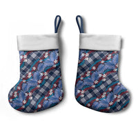 Polynesian Monstera Tiare Floral Christmas Stocking Royal Blue Tropical Plaid LT01 - Polynesian Pride