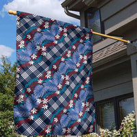 Polynesian Monstera Tiare Floral Garden Flag Royal Blue Tropical Plaid LT01 - Polynesian Pride
