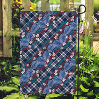 Polynesian Monstera Tiare Floral Garden Flag Royal Blue Tropical Plaid LT01 Garden Flag Blue - Polynesian Pride