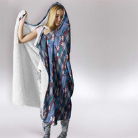 Polynesian Monstera Tiare Floral Hooded Blanket Royal Blue Tropical Plaid - Polynesian Pride