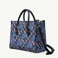 Polynesian Monstera Tiare Floral Leather Bag Royal Blue Tropical Plaid LT01 Blue - Polynesian Pride