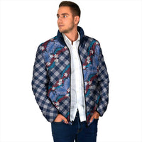 Polynesian Monstera Tiare Floral Padded Jacket Royal Blue Tropical Plaid LT01 - Polynesian Pride